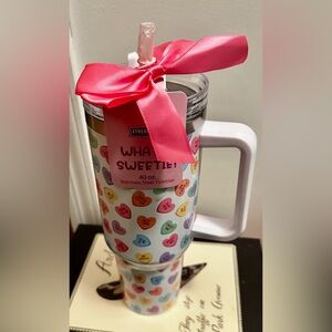 'What A Sweetie' Pink Conversation Hearts 40 oz Tumbler